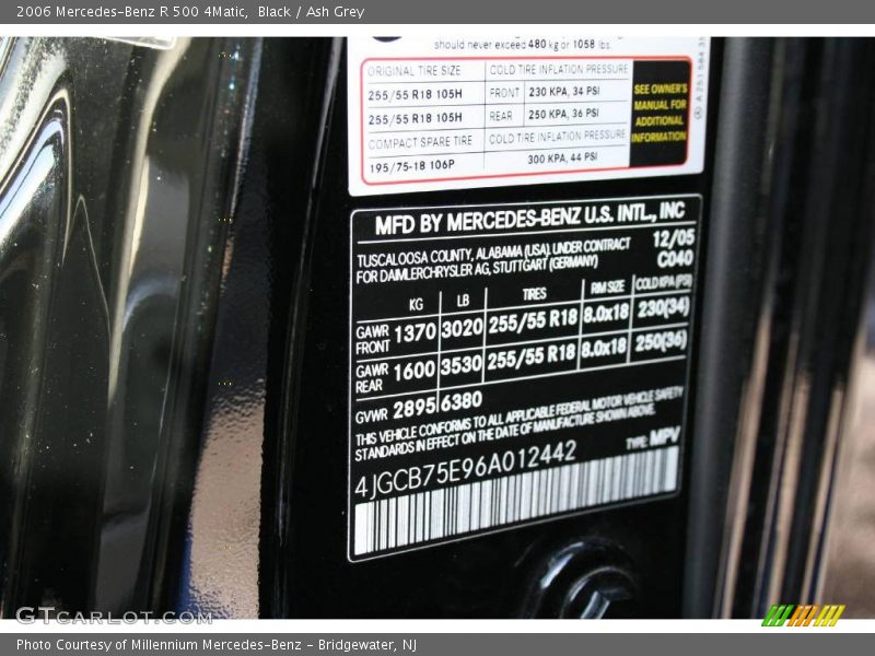 Black / Ash Grey 2006 Mercedes-Benz R 500 4Matic