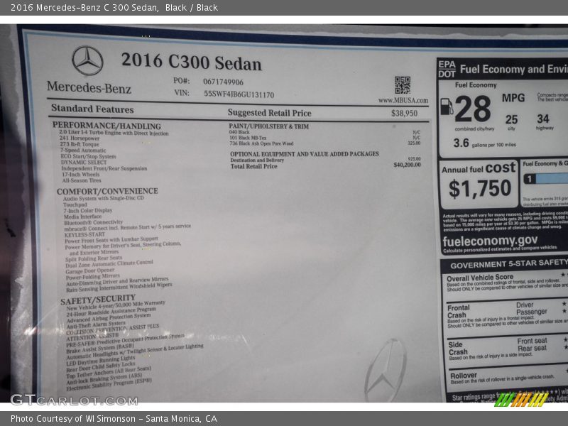 Black / Black 2016 Mercedes-Benz C 300 Sedan