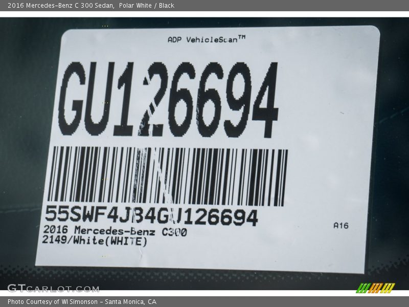 Polar White / Black 2016 Mercedes-Benz C 300 Sedan