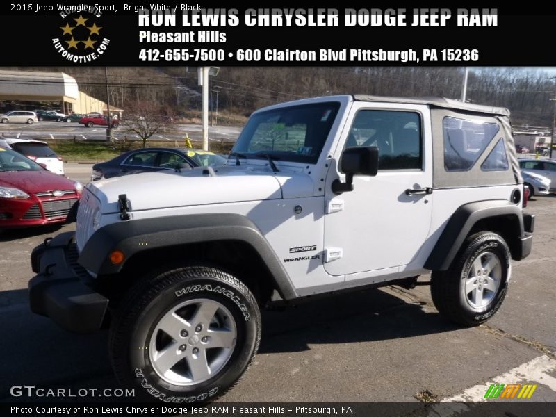 Bright White / Black 2016 Jeep Wrangler Sport