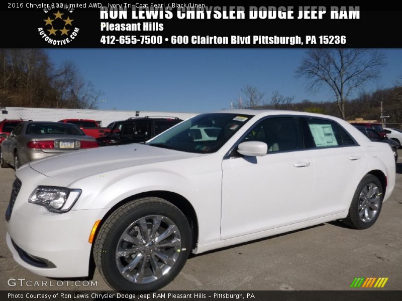 Ivory Tri-Coat Pearl / Black/Linen 2016 Chrysler 300 Limited AWD