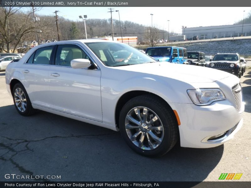 Ivory Tri-Coat Pearl / Black/Linen 2016 Chrysler 300 Limited AWD