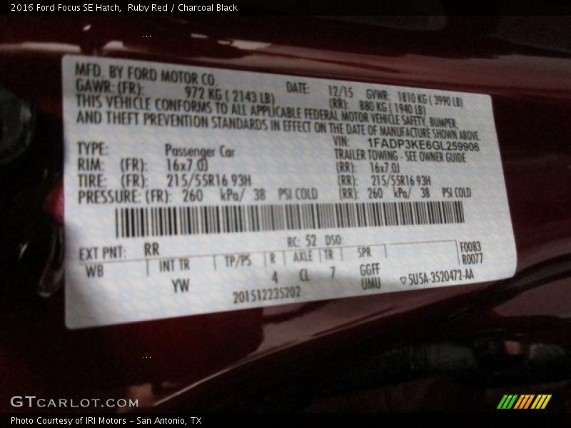 Ruby Red / Charcoal Black 2016 Ford Focus SE Hatch