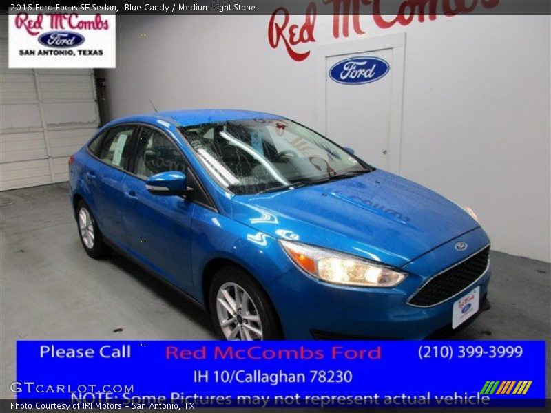 Blue Candy / Medium Light Stone 2016 Ford Focus SE Sedan