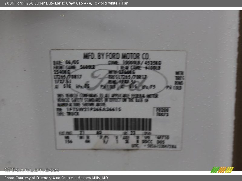 Oxford White / Tan 2006 Ford F250 Super Duty Lariat Crew Cab 4x4