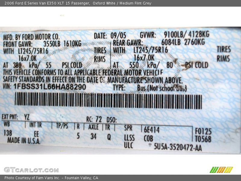 Oxford White / Medium Flint Grey 2006 Ford E Series Van E350 XLT 15 Passenger