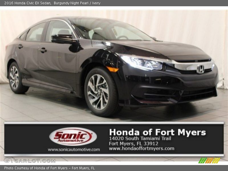 Burgundy Night Pearl / Ivory 2016 Honda Civic EX Sedan