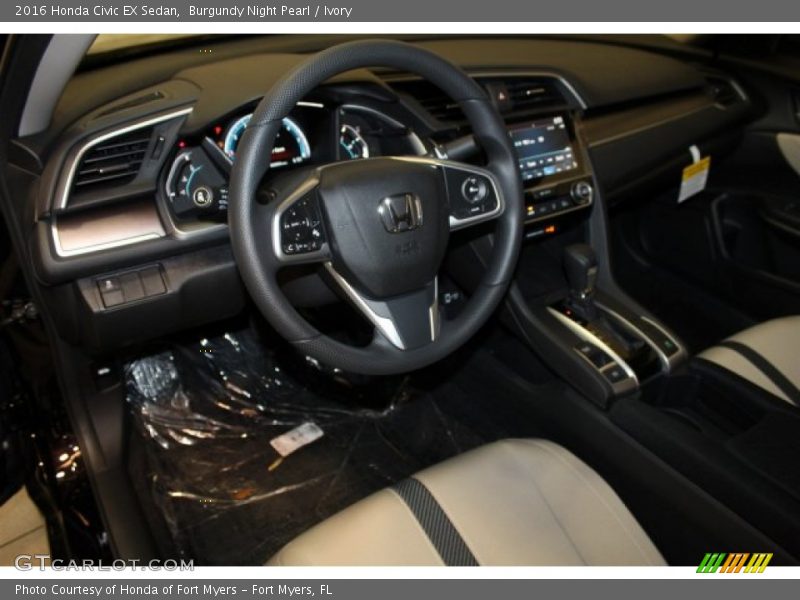 Burgundy Night Pearl / Ivory 2016 Honda Civic EX Sedan