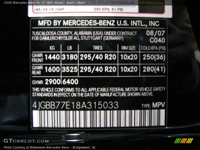 Black / Black 2008 Mercedes-Benz ML 63 AMG 4Matic