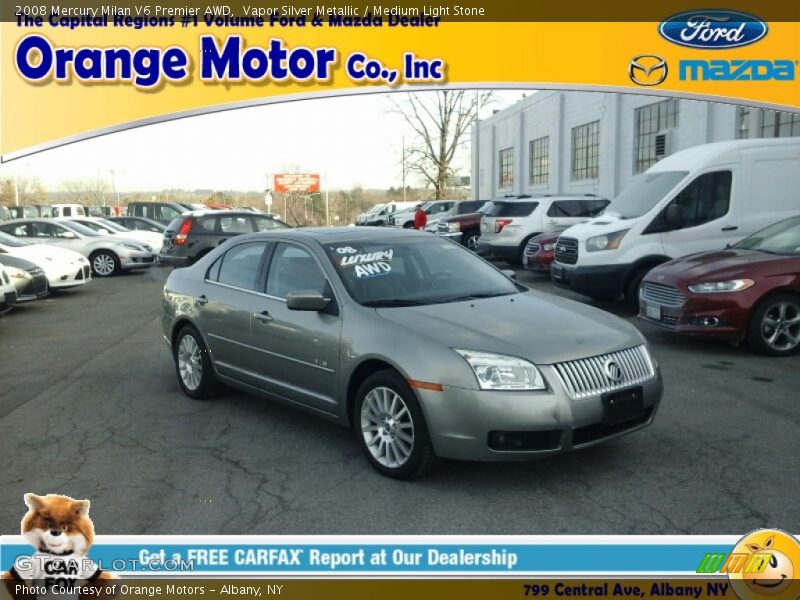 Vapor Silver Metallic / Medium Light Stone 2008 Mercury Milan V6 Premier AWD