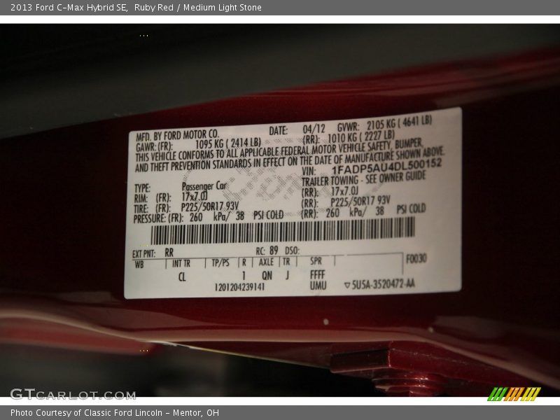 Ruby Red / Medium Light Stone 2013 Ford C-Max Hybrid SE