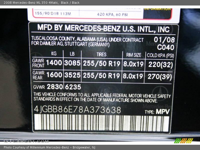 Black / Black 2008 Mercedes-Benz ML 350 4Matic