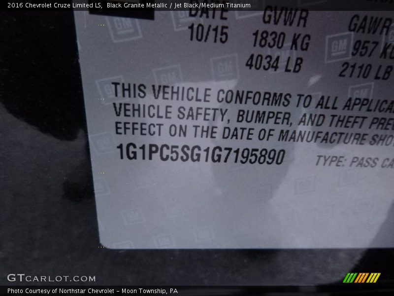 Black Granite Metallic / Jet Black/Medium Titanium 2016 Chevrolet Cruze Limited LS