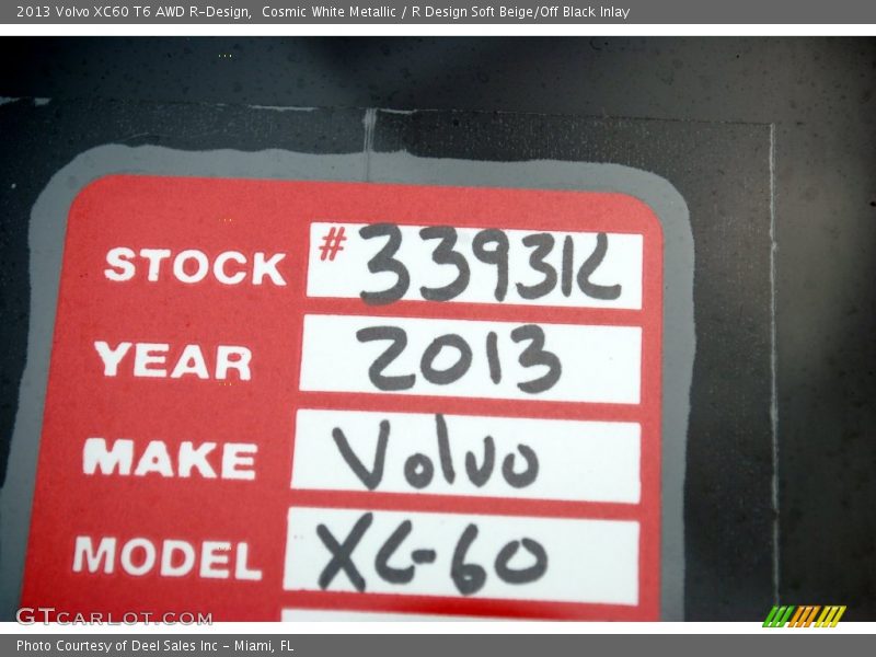 Cosmic White Metallic / R Design Soft Beige/Off Black Inlay 2013 Volvo XC60 T6 AWD R-Design