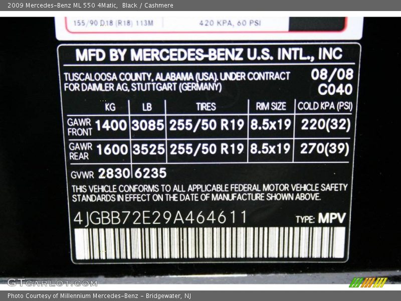 Black / Cashmere 2009 Mercedes-Benz ML 550 4Matic