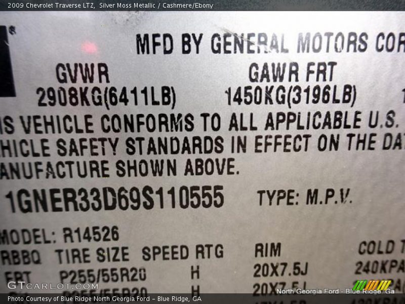 Silver Moss Metallic / Cashmere/Ebony 2009 Chevrolet Traverse LTZ