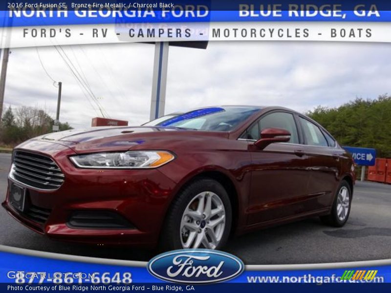 Bronze Fire Metallic / Charcoal Black 2016 Ford Fusion SE