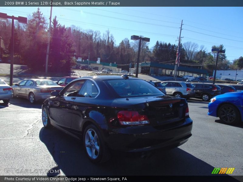 Black Sapphire Metallic / Taupe 2009 BMW 1 Series 128i Coupe