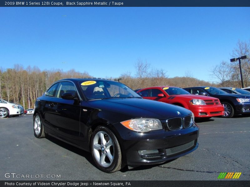 Black Sapphire Metallic / Taupe 2009 BMW 1 Series 128i Coupe