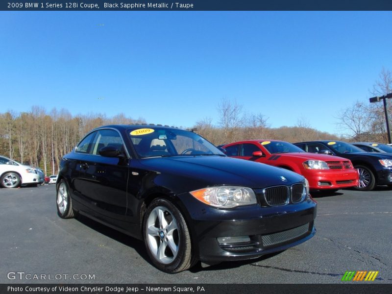 Black Sapphire Metallic / Taupe 2009 BMW 1 Series 128i Coupe