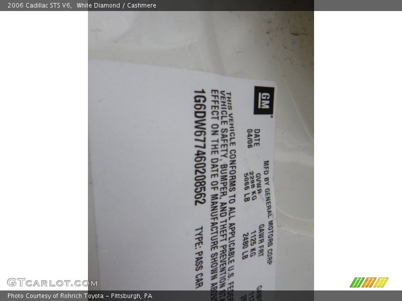 White Diamond / Cashmere 2006 Cadillac STS V6