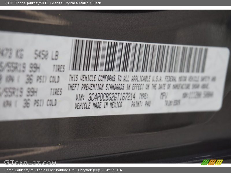 Granite Crystal Metallic / Black 2016 Dodge Journey SXT