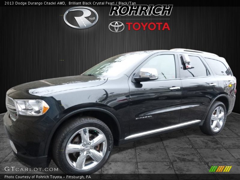Brilliant Black Crystal Pearl / Black/Tan 2013 Dodge Durango Citadel AWD