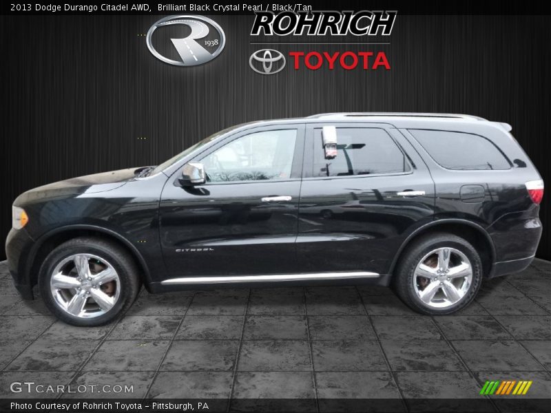 Brilliant Black Crystal Pearl / Black/Tan 2013 Dodge Durango Citadel AWD