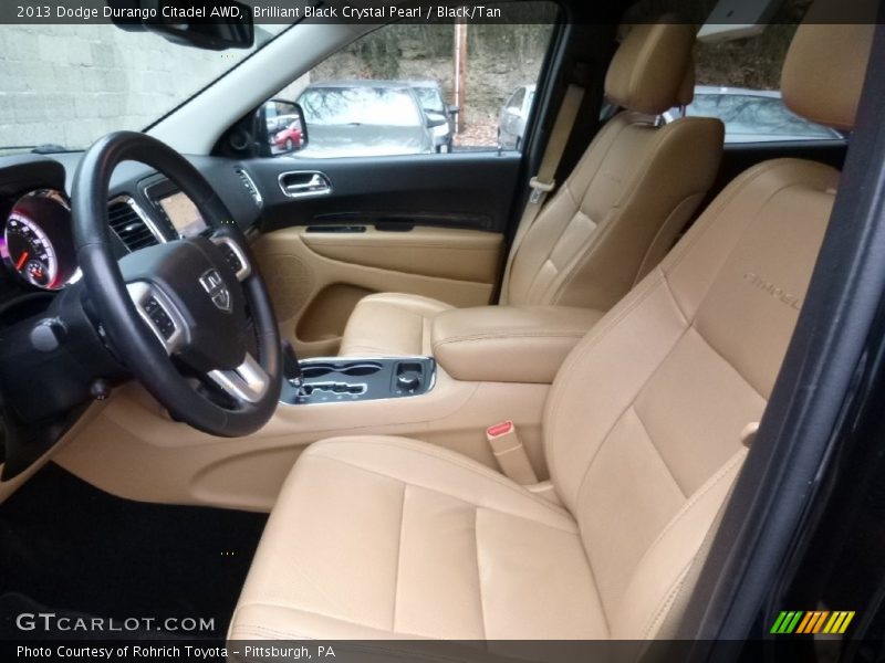 Brilliant Black Crystal Pearl / Black/Tan 2013 Dodge Durango Citadel AWD