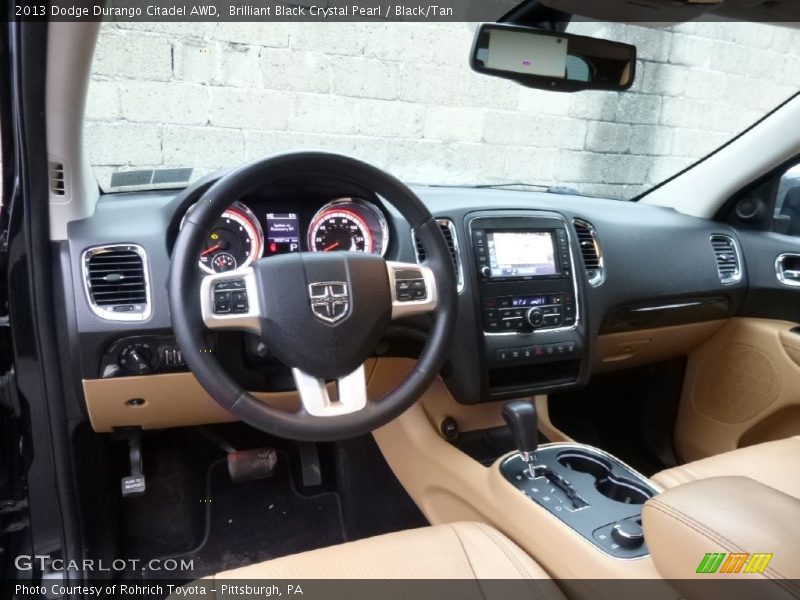 Brilliant Black Crystal Pearl / Black/Tan 2013 Dodge Durango Citadel AWD