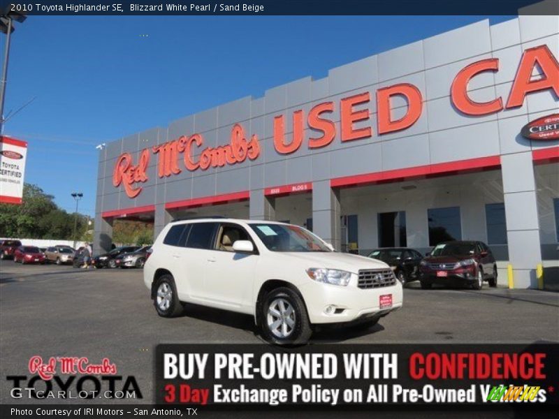 Blizzard White Pearl / Sand Beige 2010 Toyota Highlander SE