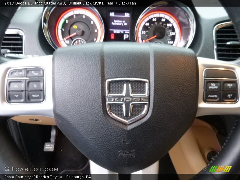 Brilliant Black Crystal Pearl / Black/Tan 2013 Dodge Durango Citadel AWD