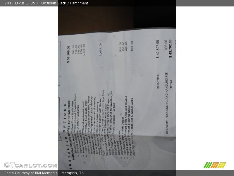 Obsidian Black / Parchment 2013 Lexus ES 350