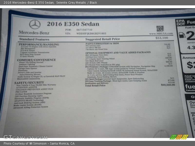 Selenite Grey Metallic / Black 2016 Mercedes-Benz E 350 Sedan