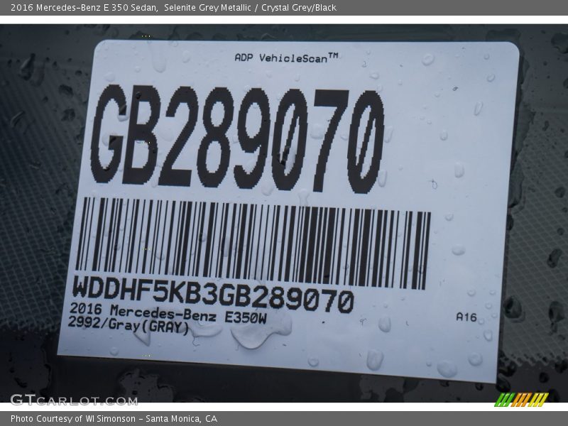 Selenite Grey Metallic / Crystal Grey/Black 2016 Mercedes-Benz E 350 Sedan