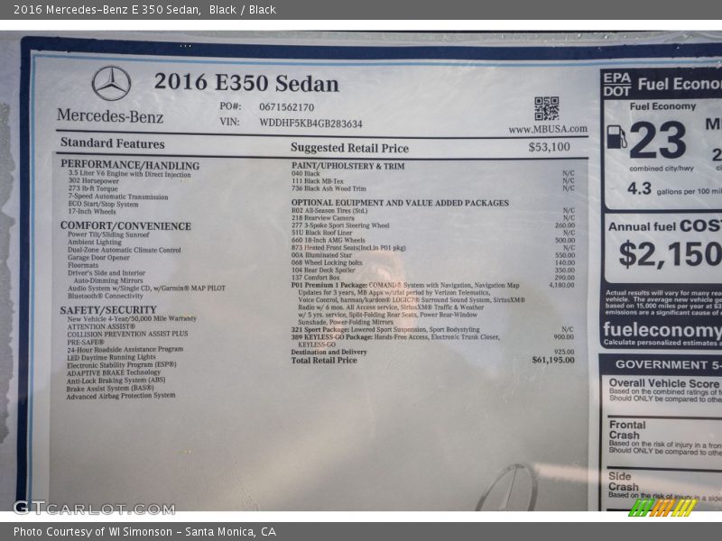 Black / Black 2016 Mercedes-Benz E 350 Sedan