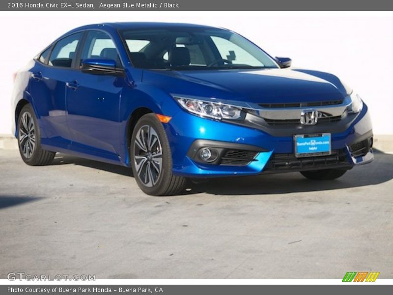 Aegean Blue Metallic / Black 2016 Honda Civic EX-L Sedan