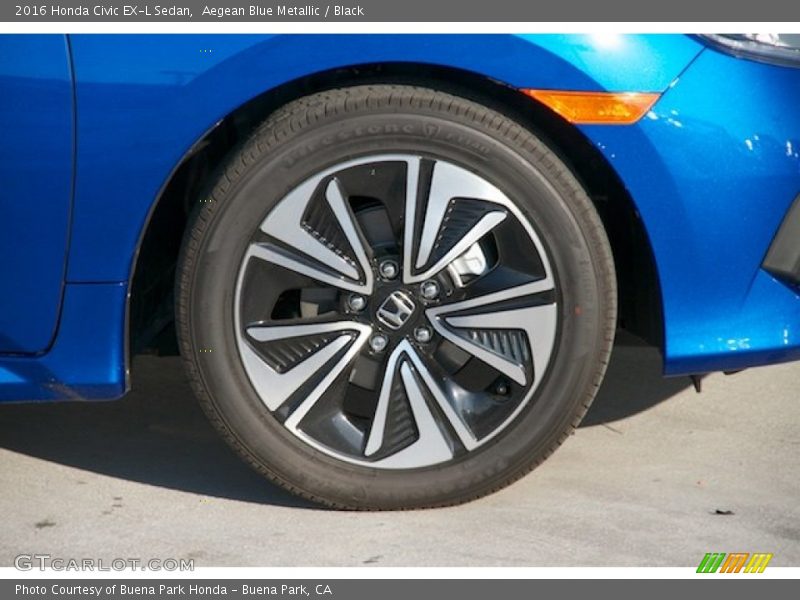 Aegean Blue Metallic / Black 2016 Honda Civic EX-L Sedan