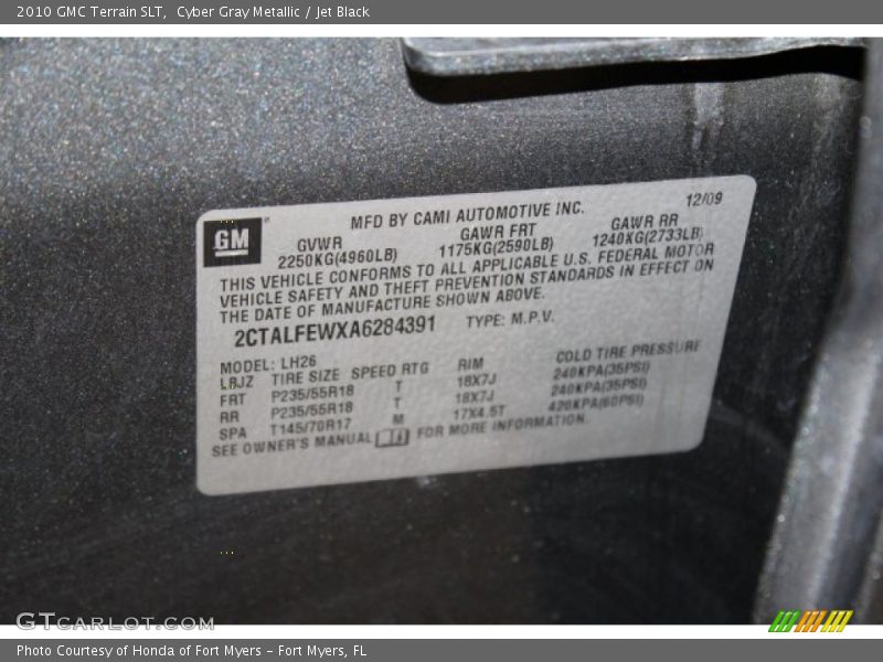 Cyber Gray Metallic / Jet Black 2010 GMC Terrain SLT