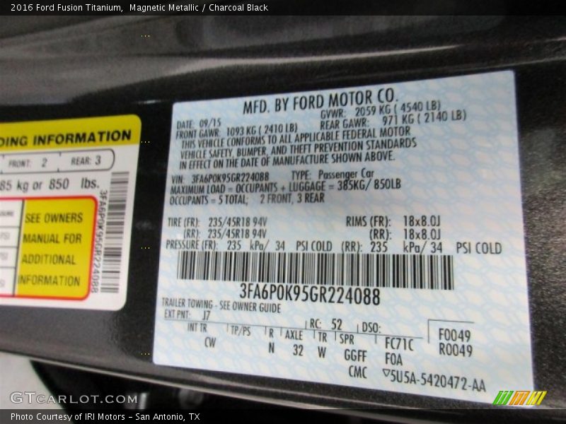 Magnetic Metallic / Charcoal Black 2016 Ford Fusion Titanium
