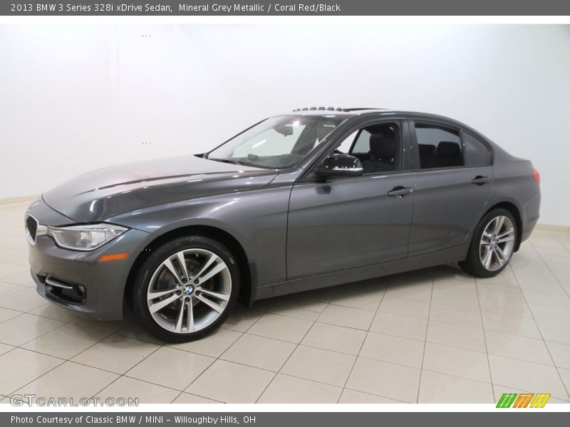 Mineral Grey Metallic / Coral Red/Black 2013 BMW 3 Series 328i xDrive Sedan