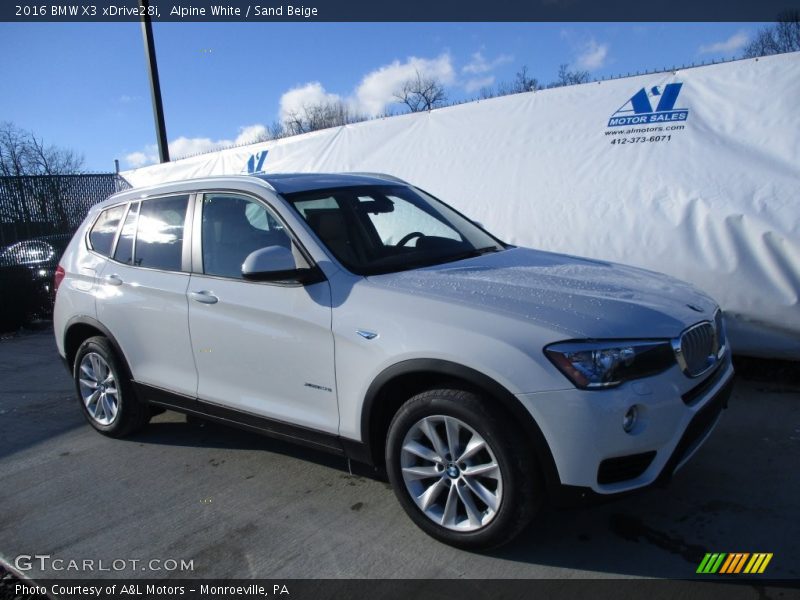 Alpine White / Sand Beige 2016 BMW X3 xDrive28i