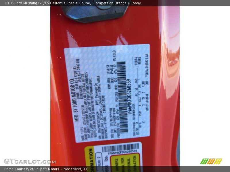 Competition Orange / Ebony 2016 Ford Mustang GT/CS California Special Coupe