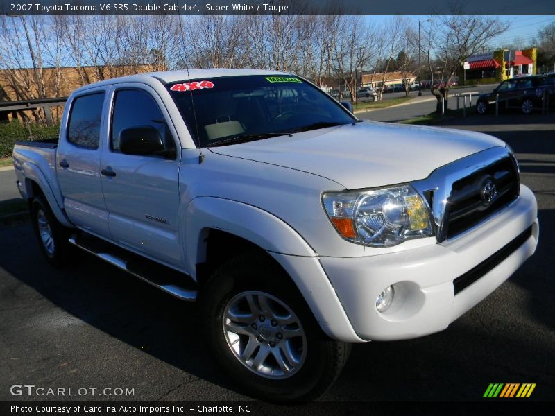 Super White / Taupe 2007 Toyota Tacoma V6 SR5 Double Cab 4x4