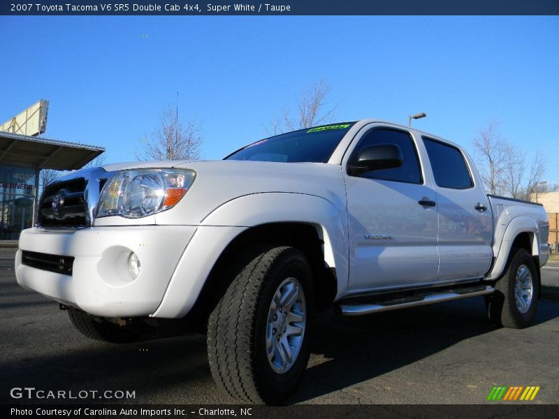 Super White / Taupe 2007 Toyota Tacoma V6 SR5 Double Cab 4x4