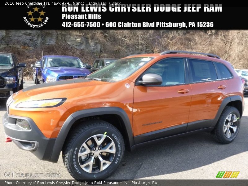 Mango Tango Pearl / Black 2016 Jeep Cherokee Trailhawk 4x4