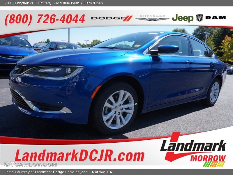 Vivid Blue Pearl / Black/Linen 2016 Chrysler 200 Limited