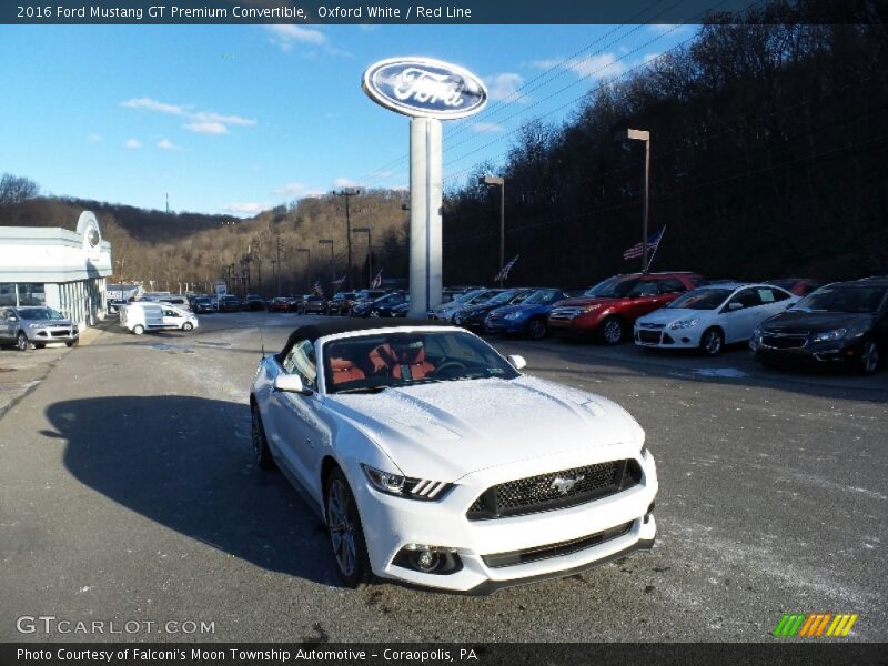 Oxford White / Red Line 2016 Ford Mustang GT Premium Convertible