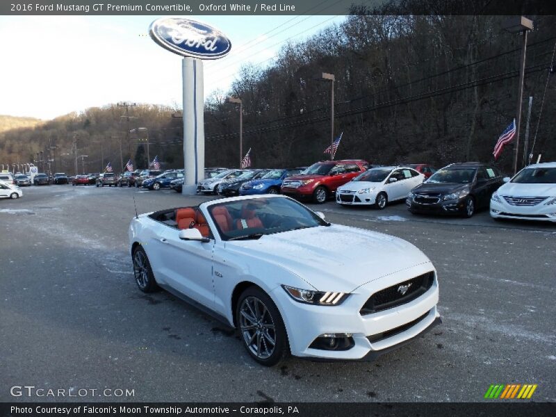 Oxford White / Red Line 2016 Ford Mustang GT Premium Convertible