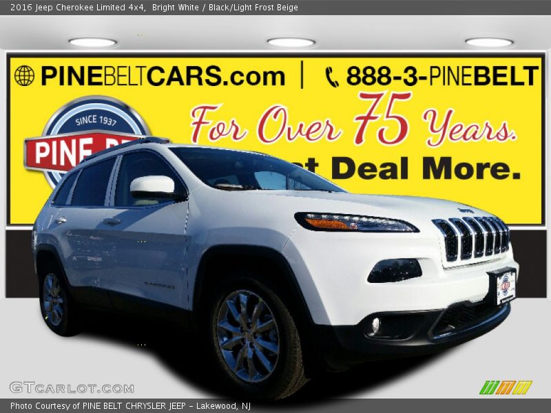 Bright White / Black/Light Frost Beige 2016 Jeep Cherokee Limited 4x4